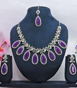 Purple designer premium festive wear necklace set