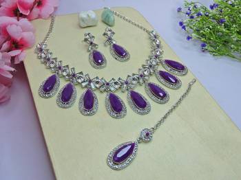 Purple designer premium festive wear necklace set 2