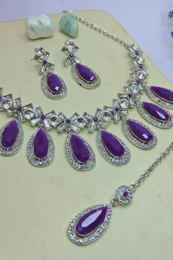 Purple designer premium festive wear necklace set