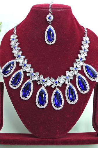 Turquoise designer premium festive wear necklace set