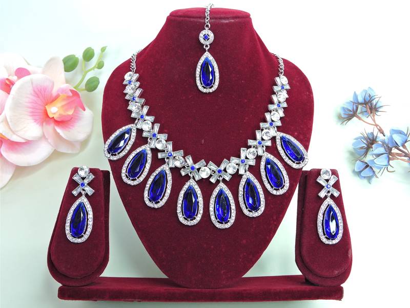 Turquoise designer premium festive wear necklace set