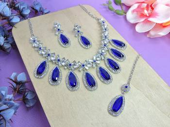 Turquoise designer premium festive wear necklace set 2