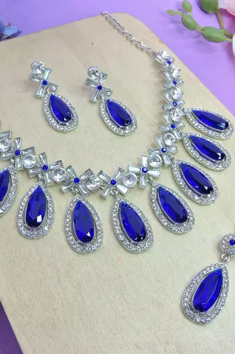 Turquoise designer premium festive wear necklace set