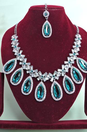 Turquoise designer premium festive wear necklace set