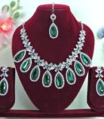 Green designer premium festive wear necklace set