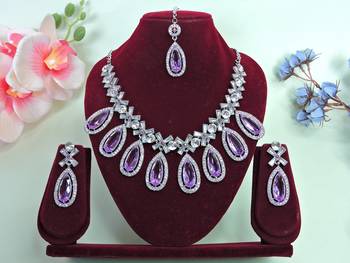 Purple designer premium festive wear necklace set 1