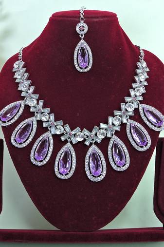 Purple designer premium festive wear necklace set