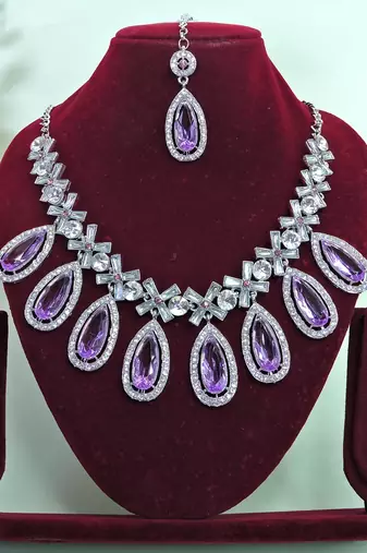 Purple designer premium festive wear necklace set