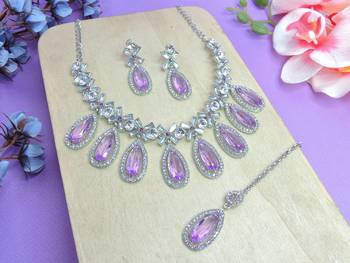 Purple designer premium festive wear necklace set 2