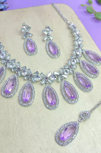 Purple designer premium festive wear necklace set