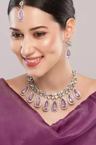 Purple designer premium festive wear necklace set