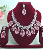 Pink designer premium festive wear necklace set