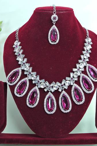 Purple designer premium festive wear necklace set