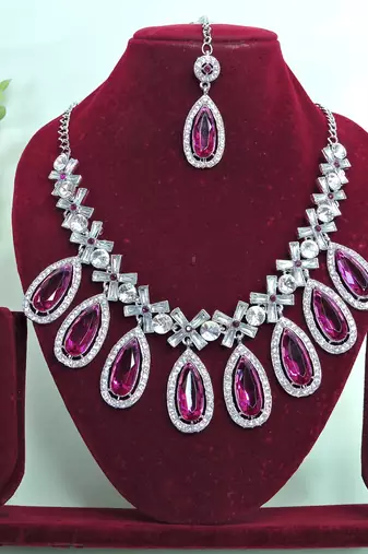 Purple designer premium festive wear necklace set