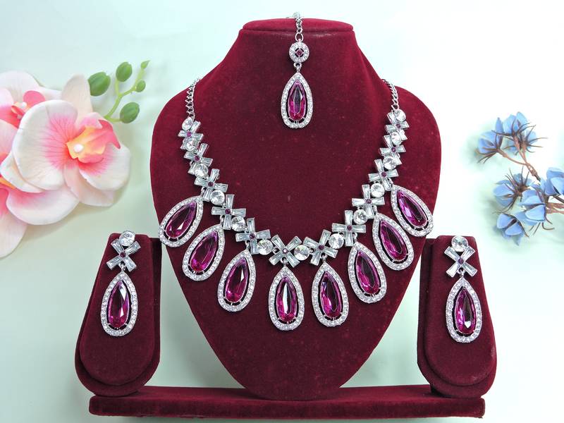 Purple designer premium festive wear necklace set