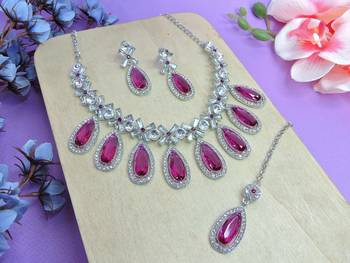 Purple designer premium festive wear necklace set 2