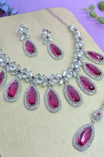 Purple designer premium festive wear necklace set