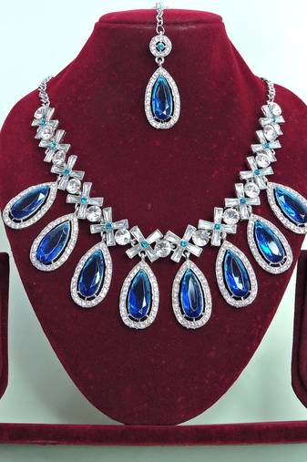 Turquoise designer premium festive wear necklace set