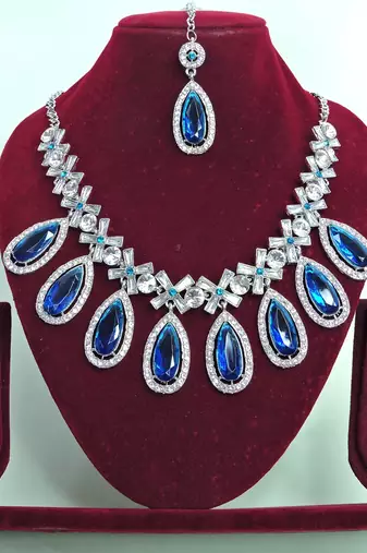 Turquoise designer premium festive wear necklace set