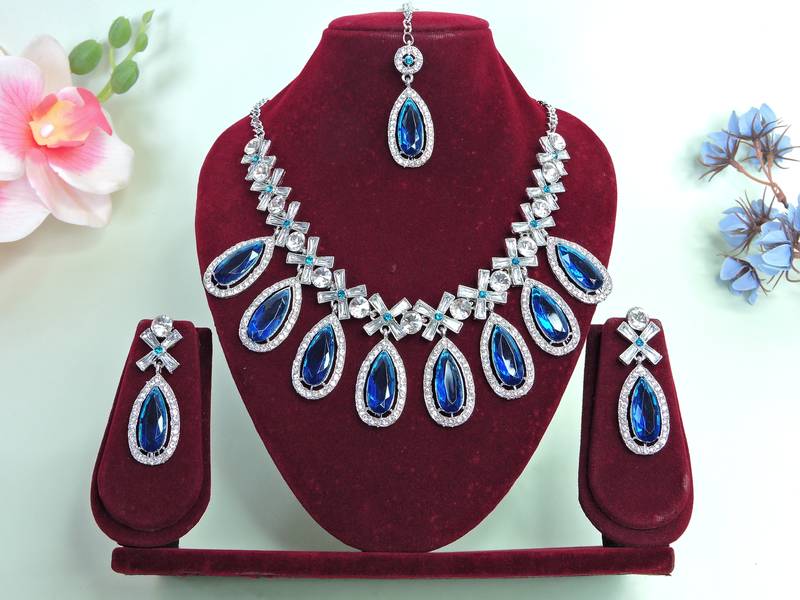 Turquoise designer premium festive wear necklace set