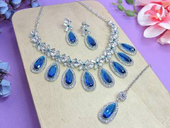 Turquoise designer premium festive wear necklace set 2
