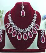 Pink designer premium festive wear necklace set