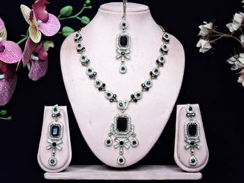Black designer premium festive wear necklace set 1
