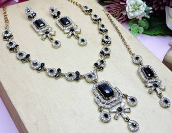 Black designer premium festive wear necklace set 3