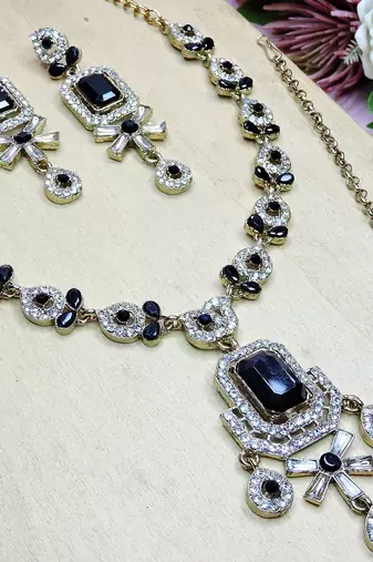Black designer premium festive wear necklace set