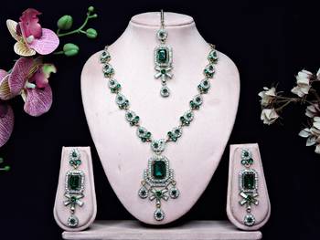 Green designer premium festive wear necklace set 1