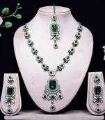 Green designer premium festive wear necklace set