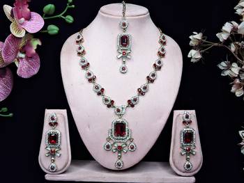 Maroon designer premium festive wear necklace set 1