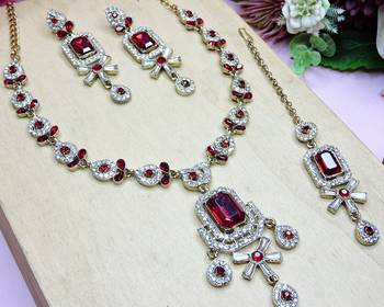 Maroon designer premium festive wear necklace set 3