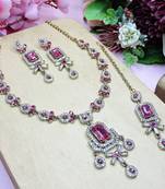 Pink designer premium festive wear necklace set