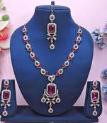 Pink designer premium festive wear necklace set