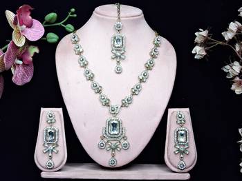 White designer premium festive wear necklace set 1