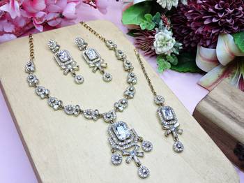 White designer premium festive wear necklace set 2