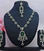 Green designer premium festive wear necklace set