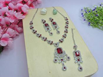 Maroon designer premium festive wear necklace set 2