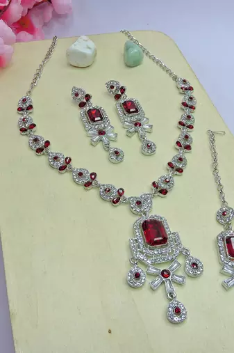 Maroon designer premium festive wear necklace set
