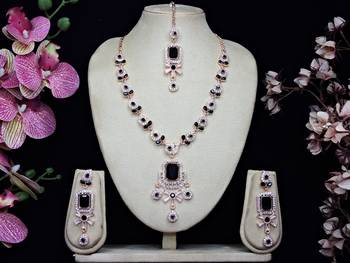 Black designer premium festive wear necklace set 1