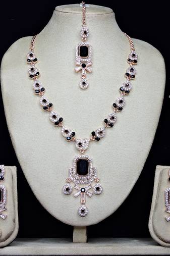 Black designer premium festive wear necklace set