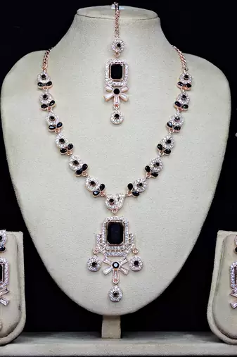 Black designer premium festive wear necklace set