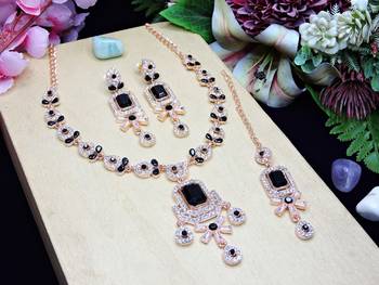 Black designer premium festive wear necklace set 2