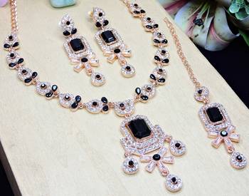 Black designer premium festive wear necklace set 3