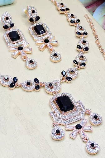 Black designer premium festive wear necklace set