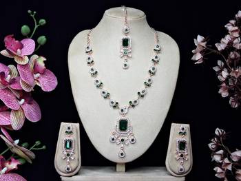 Green designer premium festive wear necklace set 1