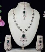 Green designer premium festive wear necklace set