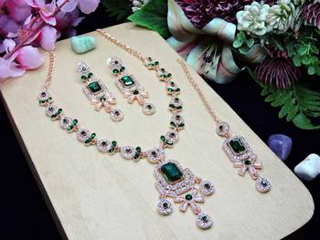 Green designer premium festive wear necklace set 2