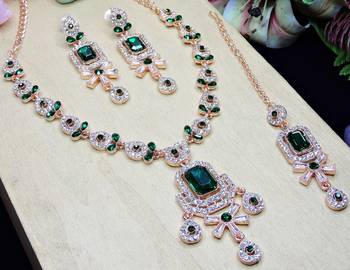 Green designer premium festive wear necklace set 3